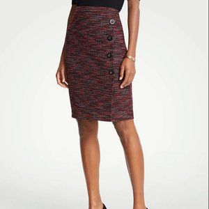 Tweed Side Button Pencil Skirt